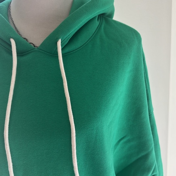GAP Bright Green Vintage Cropped Drop Shoulder Hoody, Medium, Like New - Picture 4 of 9